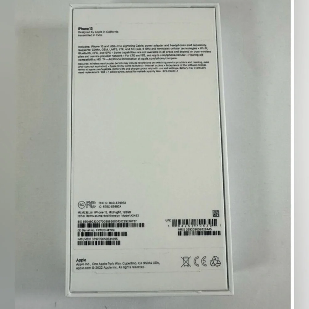 Apple iPhone 13 Black 128GB Genuine OEM A2482 EMPTY BOX ONLY FOR RESELLERS